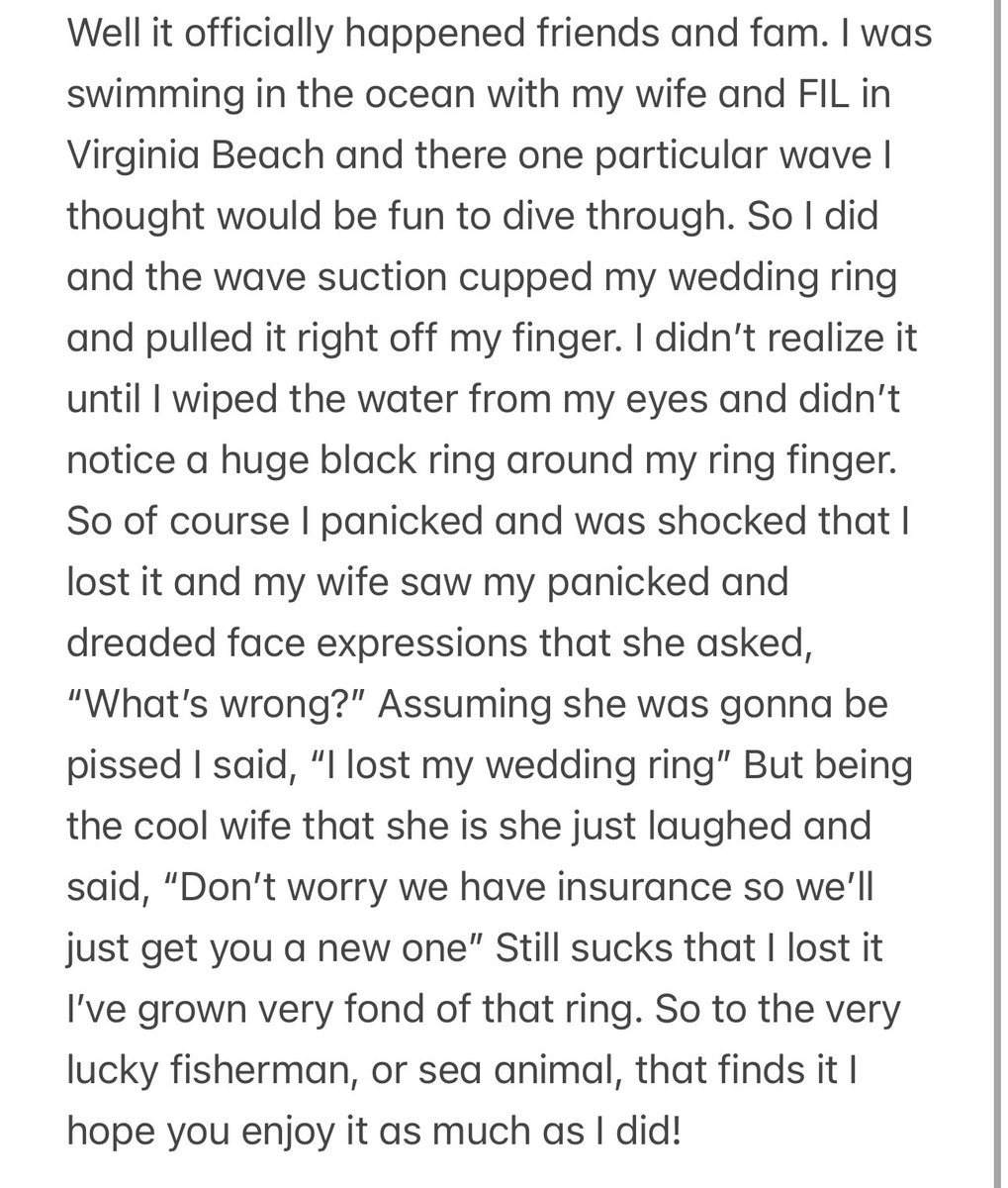 RedHood_Wannabe's tweet photo. The epic journey about how my wedding ring is now at the bottom of the Atlantic Ocean https://t.co/lfZdAFdN7P