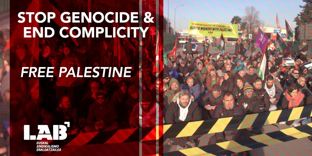 LAB International (@lab_interdept) on Twitter photo LAB apoya las diferentes iniciativas y movilizaciones en apoyo al pueblo palestino y en contra del #genocidio.
<a href="/LABsindikatua/">LAB SINDIKATUA</a> se movilizará para exigir el fin del apartheid, la colonización y ocupación y el derecho de autodeterminación de #Palestina.
web.lab.eus/international/… LAB apoya las diferentes iniciativas y movilizaciones en apoyo al pueblo palestino y en contra del #genocidio.
<a href="/LABsindikatua/">LAB SINDIKATUA</a> se movilizará para exigir el fin del apartheid, la colonización y ocupación y el derecho de autodeterminación de #Palestina.
web.lab.eus/international/…