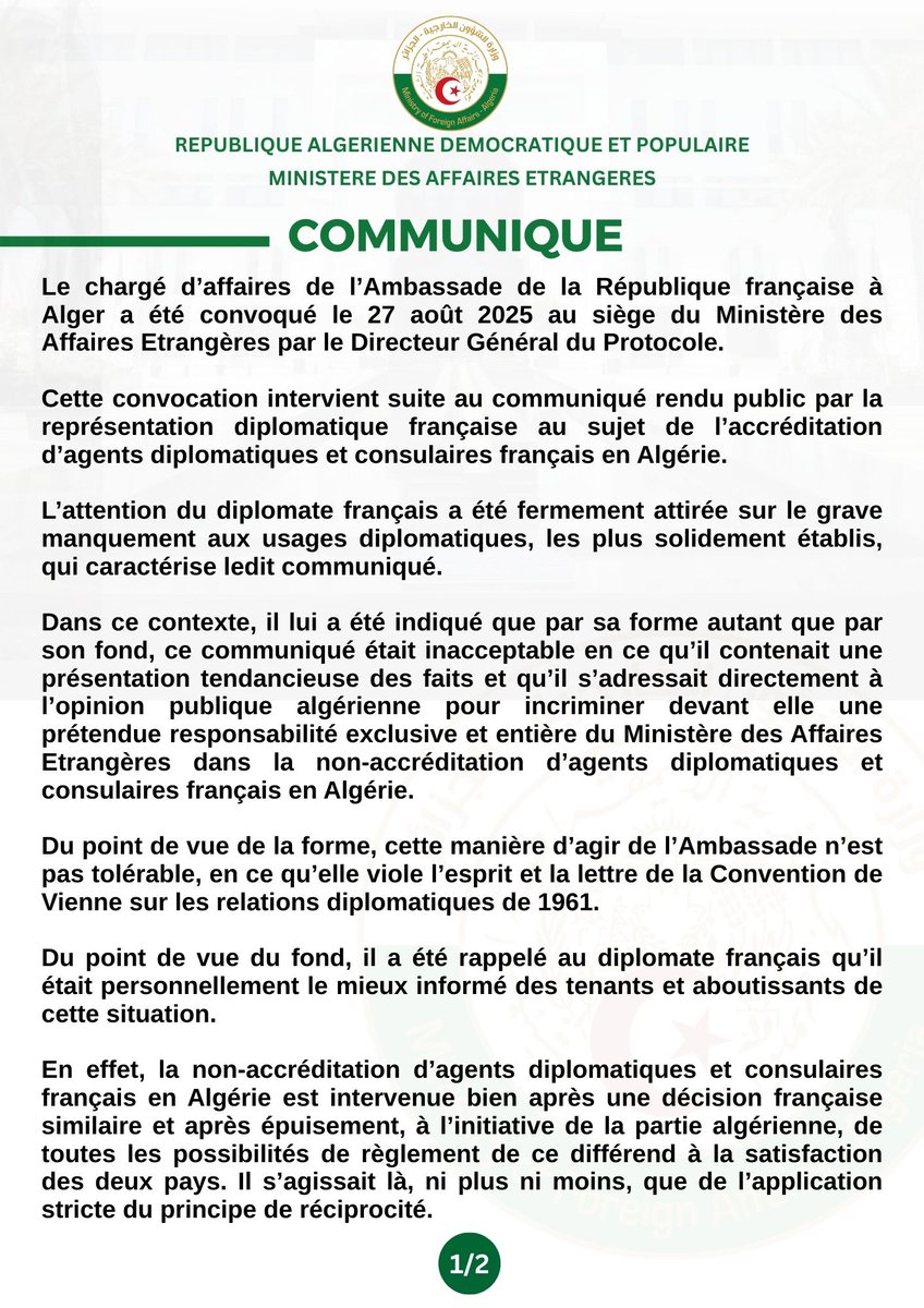 وزارة الشؤون الخارجية| MFA-Algeria tweet media