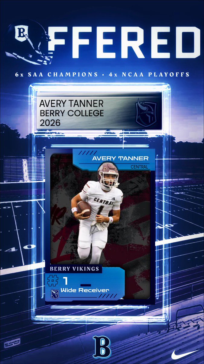 Avery Tanner (@averytanner_2) on Twitter photo #AGTG I am blessed to receive an 🅾️ffer from Berry College!!! <a href="/CoachMaxJames/">Coach Max James</a> <a href="/CoachUBrown/">Umbrah Brown</a> <a href="/CoachBelew14/">Colton Belew</a> <a href="/GradickSports/">Gradick Sports</a> <a href="/LIONSTRONGFB/">Central Football</a> <a href="/BCCoachK/">Tony Kunczewski</a> #AGTG I am blessed to receive an 🅾️ffer from Berry College!!! <a href="/CoachMaxJames/">Coach Max James</a> <a href="/CoachUBrown/">Umbrah Brown</a> <a href="/CoachBelew14/">Colton Belew</a> <a href="/GradickSports/">Gradick Sports</a> <a href="/LIONSTRONGFB/">Central Football</a> <a href="/BCCoachK/">Tony Kunczewski</a>