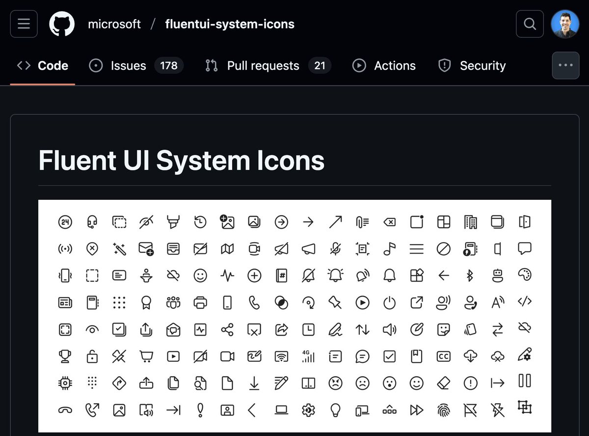 Microsoft ha publicado de código abierto todos los iconos que usa en sus aplicaciones.
En SVG y para Web, Flutter, Android, iOS y más:
github.com/microsoft/flue…