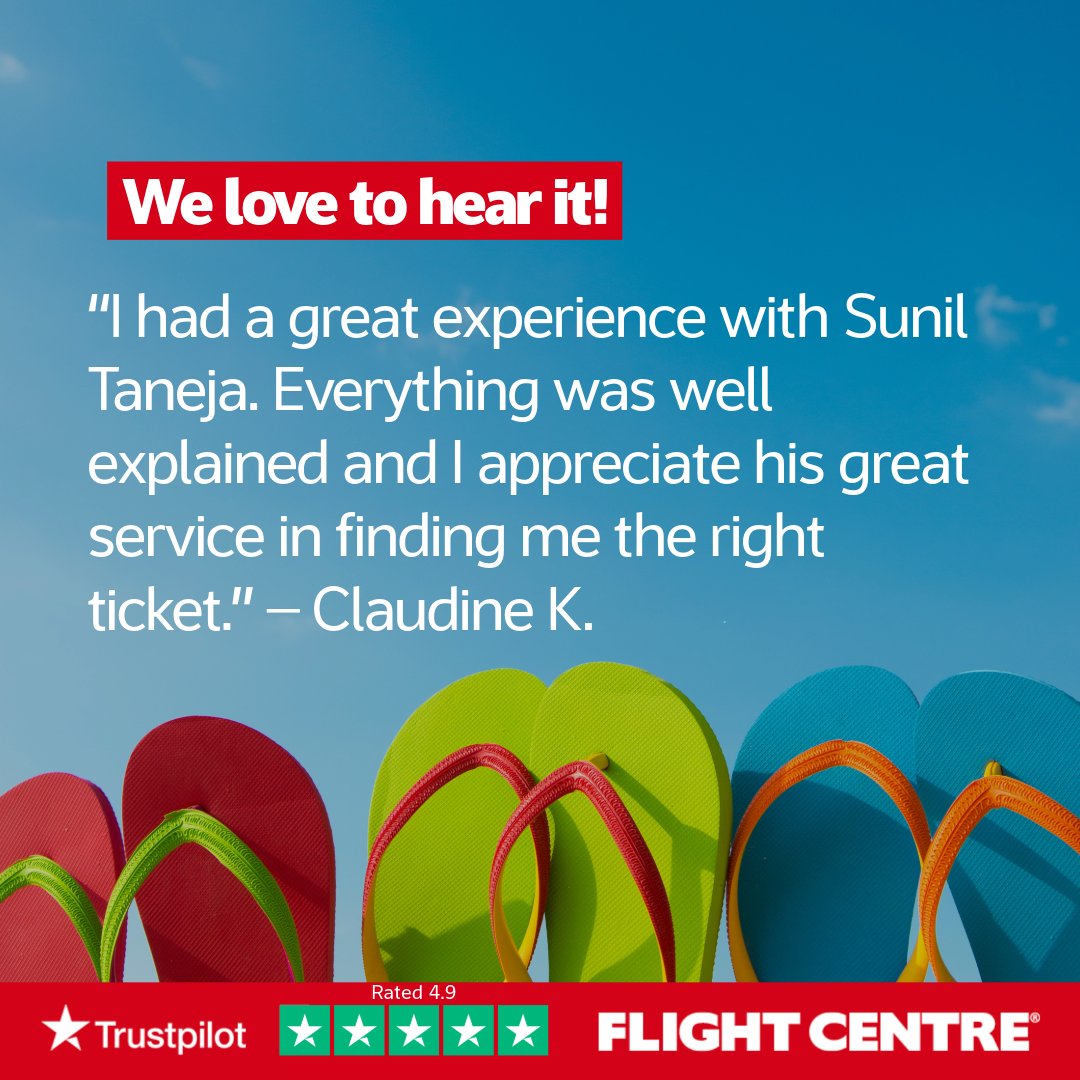 Clear guidance, thoughtful service and the right ticket all without the stress — that’s the power of booking with someone who truly knows travel! Awesome job, Sunil 🌟

Want to chat with Sunil about your travel needs? Contact Flight Centre Holt Renfrew Centre at (888) 241–6675.
