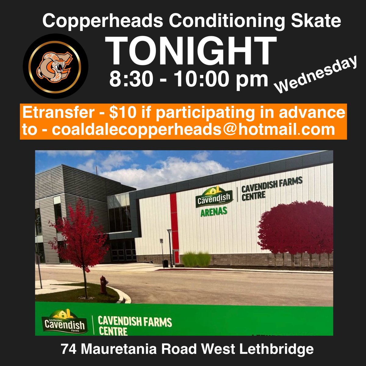 Last night first conditioning skate was successful; let’s keep er’ going tonight!