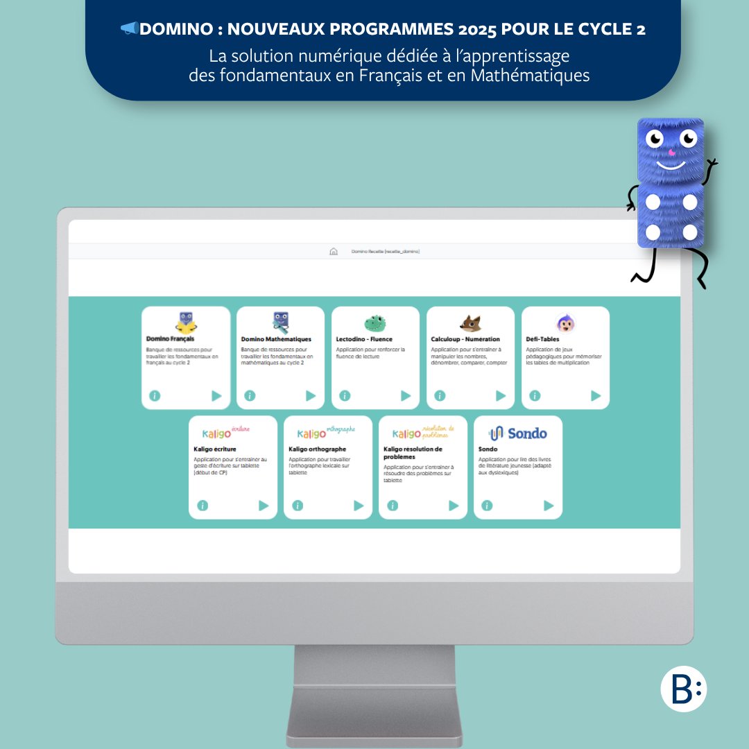 📣 Domino est conforme aux nouveaux programmes applicables dès la rentrée 2025
👉🏼tinyurl.com/yrz5ew4p
#DNE @Maskott @belineducation #erun @edu_num @cabrilog <a href="/CFantastique/">Cartable Fantastique</a>
