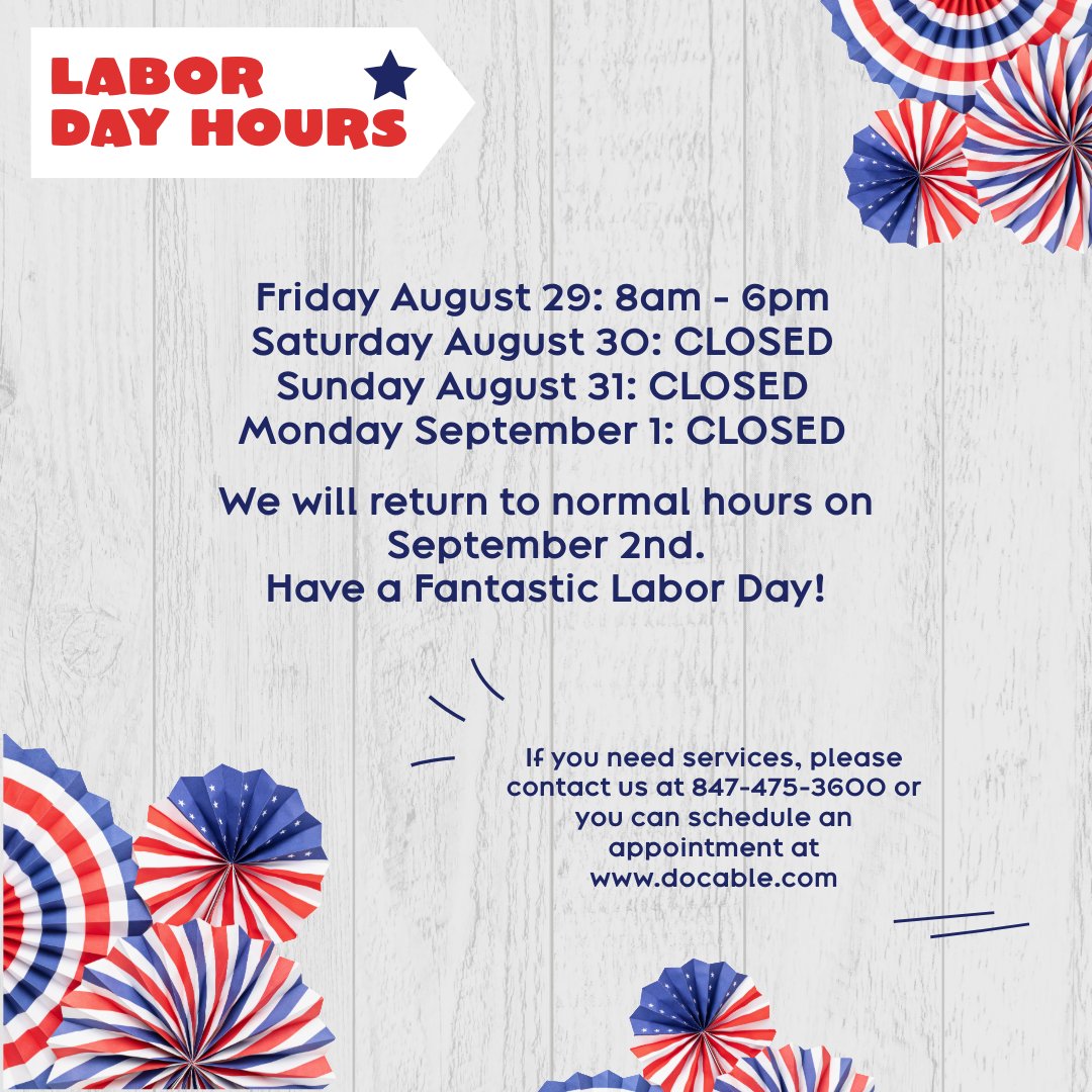 DocAbles's tweet photo. 🇺🇸 Happy Labor Day! We’re taking a little break this weekend to recharge. Wishing all of you a safe &amp; relaxing holiday with family and friends. 💙❤️🤍 https://t.co/MVAOXwjT62