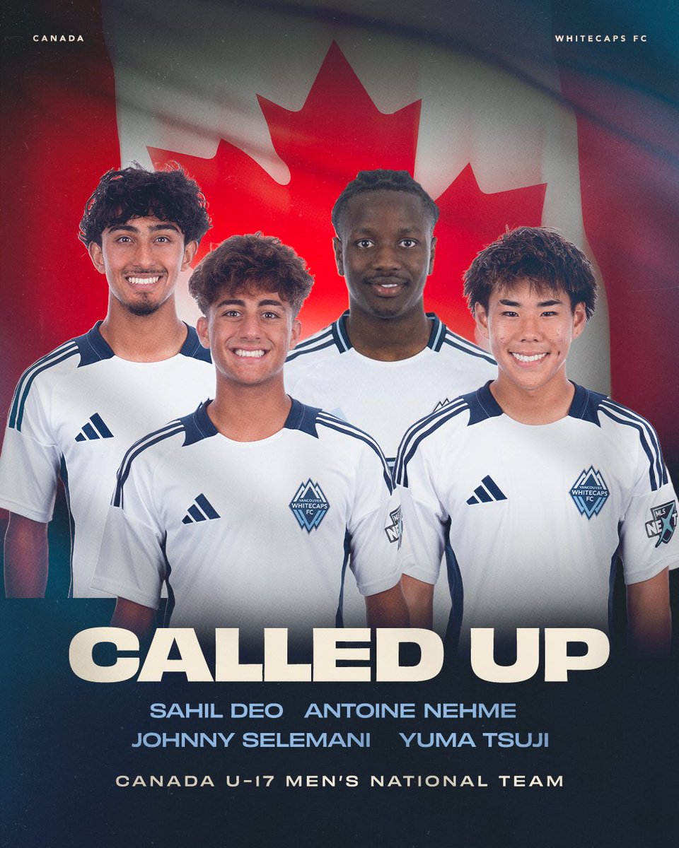 Red and White Bound 🇨🇦

Congratulations to our four Whitecaps FC <a href="/BMO/">BMO</a> Academy players in Sahil Deo, Tony Nehme, Johnny Selemani and Yuma Tsuji for being called up to Canada's U-17 men's national team squad for an upcoming training camp in Spain! 

#VWFC | 📰: