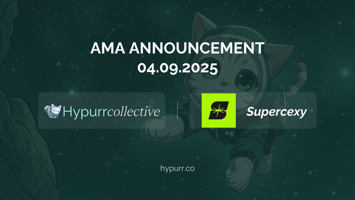 AMA Announcement!

Join us next Thursday to hear from <a href="/chrisling_dev/">Chris Ling | NLH</a> himself on what <a href="/try_supercexy/">Supercexy</a> is all about and how he's bringing CEX experience onto a DEX.

Save the date:
04.09.2025, 2pm UTC

Joins us here: x.com/i/spaces/1mnxe…