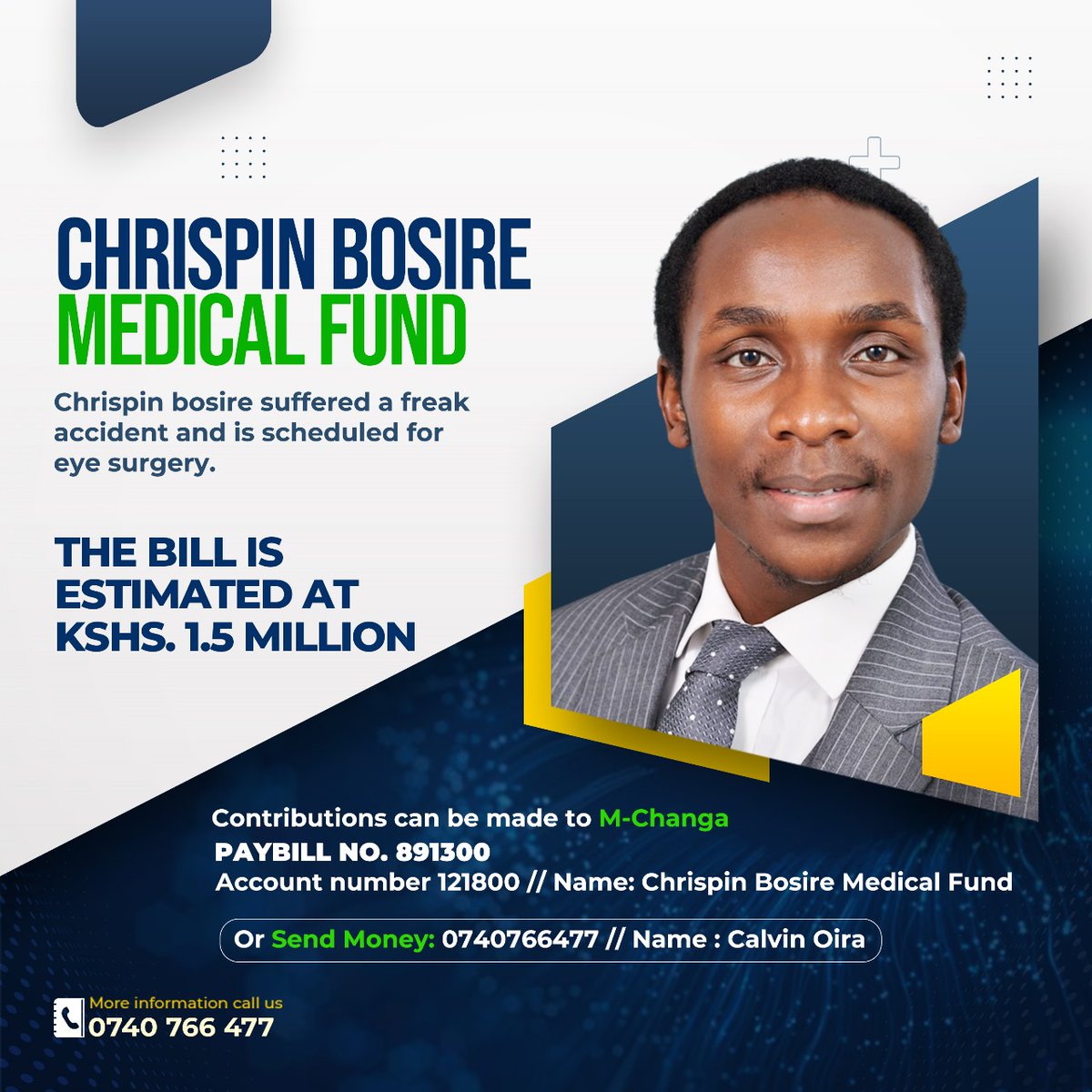 Joshua Malidzo Nyawa (@joshuamalidzo) on Twitter photo My friend and Ndugu <a href="/bosire_chrispin/">Chrispin Bosire, FOHN.</a> needs our help. Let us rally behind this course ๐
mchanga.africa/fundraiser/121โฆ My friend and Ndugu <a href="/bosire_chrispin/">Chrispin Bosire, FOHN.</a> needs our help. Let us rally behind this course ๐
mchanga.africa/fundraiser/121โฆ