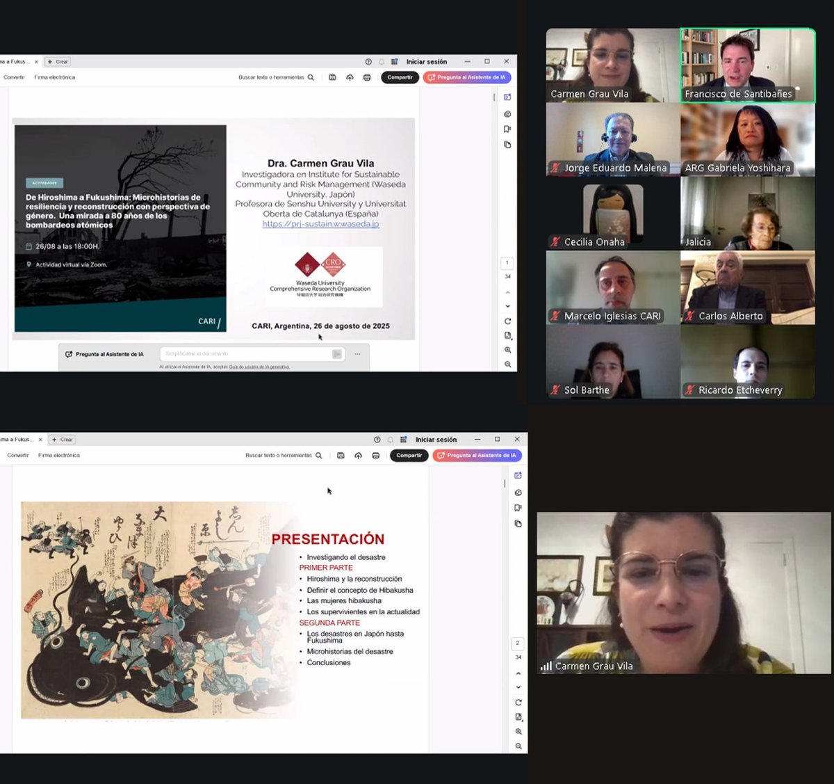 Ayer disertó la Dra. <a href="/CarmenGrauVila/">Carmen Grau Vila</a>, sobre "De Hiroshima a Fukushima: Microhistorias de resiliencia y reconstrucción con perspectiva de género. Una mirada a 80 años de los bombardeos atómicos"
Para el Comité #Asia y su Gpo 🇯🇵 del <a href="/CARIconsejo/">CARI</a> esta actividad fue muy enriquecedora