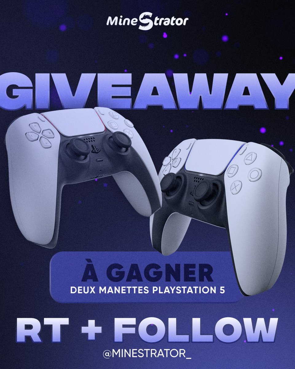 MineStrator (@minestrator_) on Twitter photo JEU CONCOURS 🎁
Pour bien démarrer la rentrée, tentez de gagner deux manettes Play 🎮
Pour participer, c'est simple :
Follow <a href="/minestrator_/">MineStrator</a> & RT ce post 🔄
Tirage au sort le 10/09 !
Bonne chance les amis 🍀 JEU CONCOURS 🎁
Pour bien démarrer la rentrée, tentez de gagner deux manettes Play 🎮
Pour participer, c'est simple :
Follow <a href="/minestrator_/">MineStrator</a> & RT ce post 🔄
Tirage au sort le 10/09 !
Bonne chance les amis 🍀