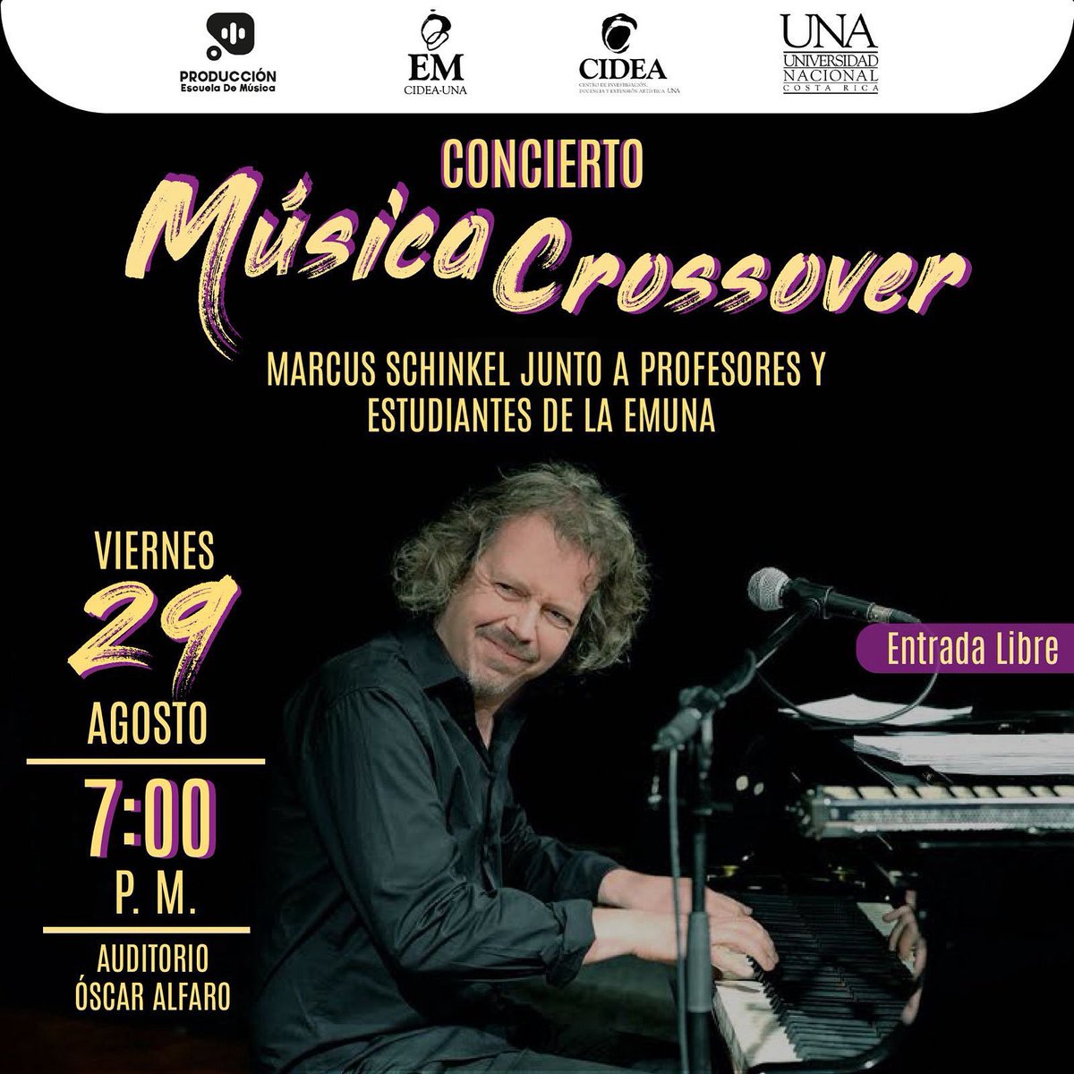 El pianista alemán Markus Schinkel está de regreso en Costa Rica y este viernes ofrecerá un concierto gratuito en el auditorio Óscar Alfaro de la <a href="/comunidadUNACR/">UNACostaRica</a>.

Tocará música de Beethoven en versión jazz junto a profesores y estudiantes de la Escuela de Música.