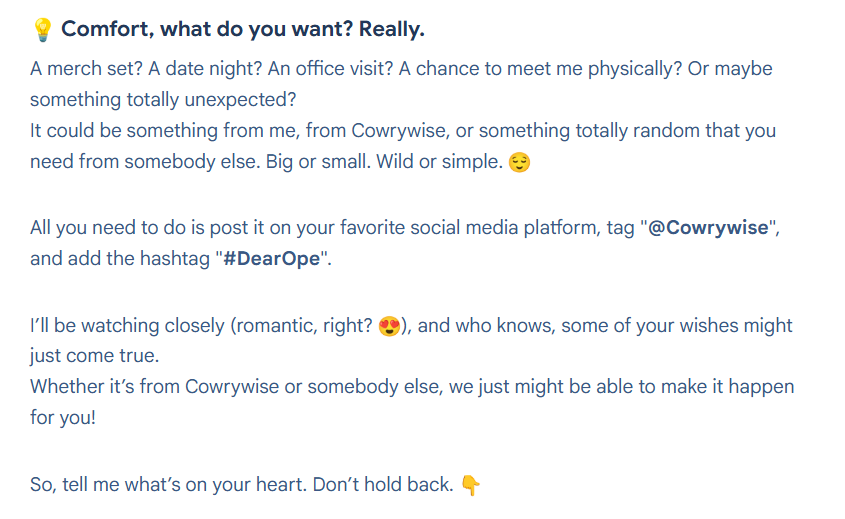 comfortfajugbag's tweet photo. #DearOpe ,
You already make saving feel romantic with Cowrywise ๐...now imagine me rocking a Cowrywise merch set while stacking my goals. Thatโs love in full display. ๐ซถ
@cowrywise
Ope my cowrywise crush...lol https://t.co/SlkwutlIvN