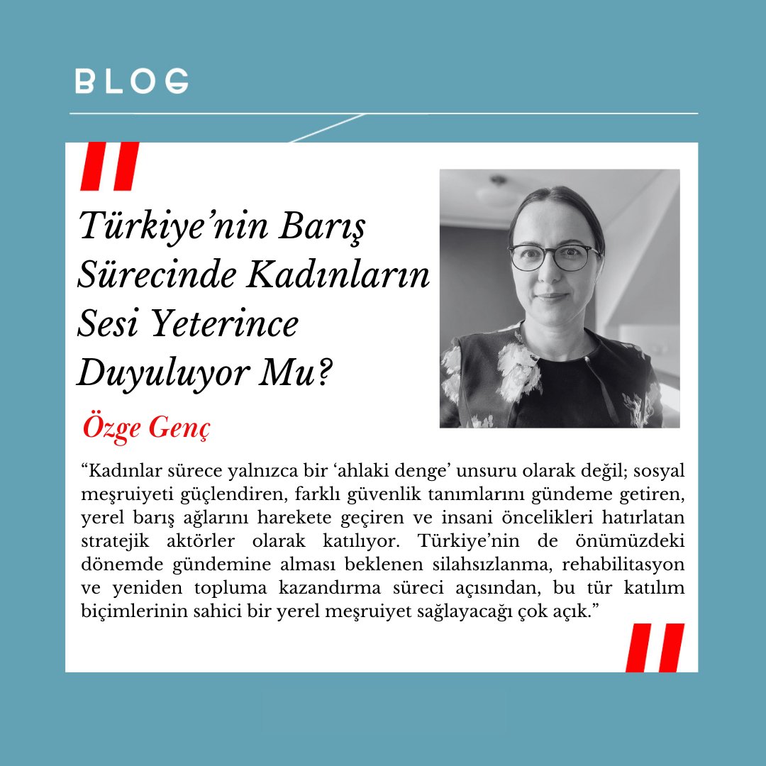 ✍🏼 Barış süreçlerinden kadınların katılımı bir “çeşitlilik meselesi” değil, yapısal bir gereklilik.

<a href="/OzgeGenc_EN/">Ozge Genc</a>, TBMM'de kurulan yeni komisyondan yola çıkarak siyasetteki kadın temsiliyeti eksikliğini inceliyor.

sessizolmaz.org/blog-93-turkiy…