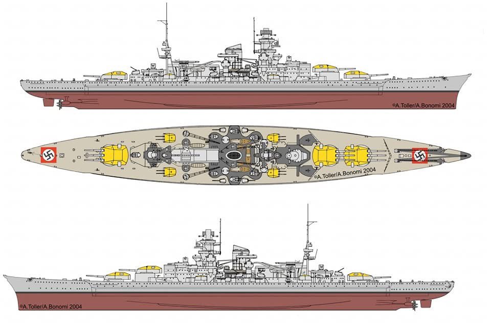 ¿Qué tal un acorazado Bismarck con tres torres triples?

🤔🤔🤔