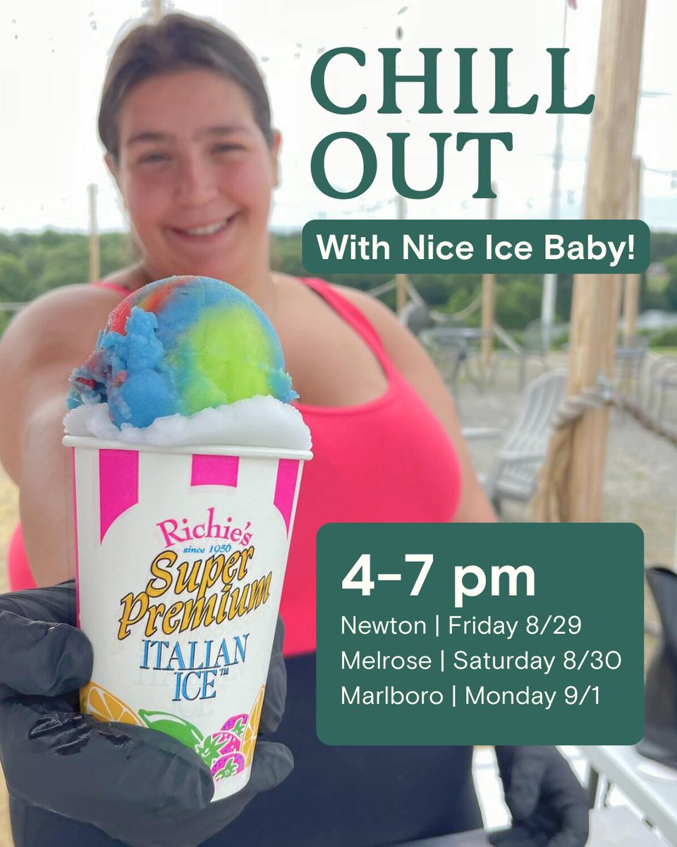 We’re treating our guests to some Nice Ice Baby Italian Ice this Labor Day weekend. Stop by Garden Remedies from 4–7 pm and cool off with a refreshing treat:

Newton | Friday 8/29
Melrose | Saturday 8/30
Marlborough | Monday 9/1