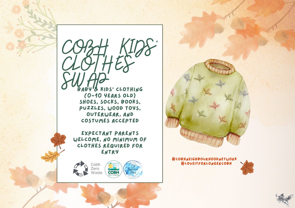 corkcolibrary's tweet image. On Saturday 06th September ‘Love It For Longer Cobh’ are holding their autumn Children’s Clothes Swap in #Cobhlibrary from 1-3pm. Bring along your outgrown kids clothes and swap them out!
#WhatLibrariesDo
Cobh Edition
Cobh News