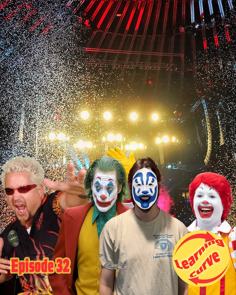 learncurvepod's tweet image. Grab your Faygo and get comfy! Episode 32, We Went to the Gathering of the Juggalos is out now wherever you get your podcasts! Full YT Video 8/28 2:15pm pst! Link: linktr.ee/learningcurvep…  #podcast #currentevents #popculture #icp #juggalos