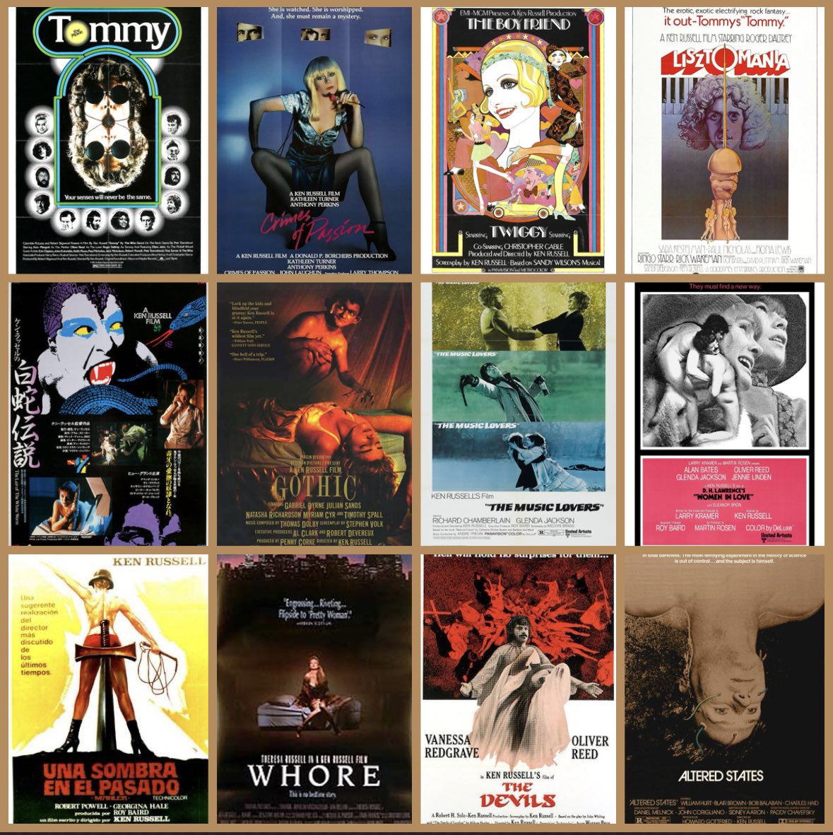KEN RUSSELL a British director who was never boring. 
Some real classics among his work