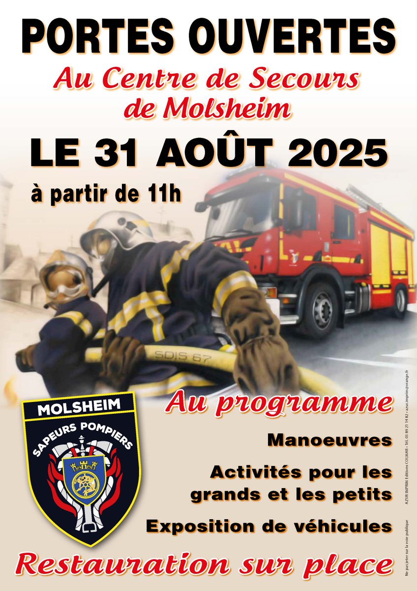 sdis67's tweet photo. [#PortesOuvertes] 🚒 Dimanche 31 août 2025, journée « portes ouvertes » des #Pompiers67 au centre d’incendie et de secours de #Molsheim
#Volontariat #EngagementCitoyen https://t.co/swpzpIOj3P