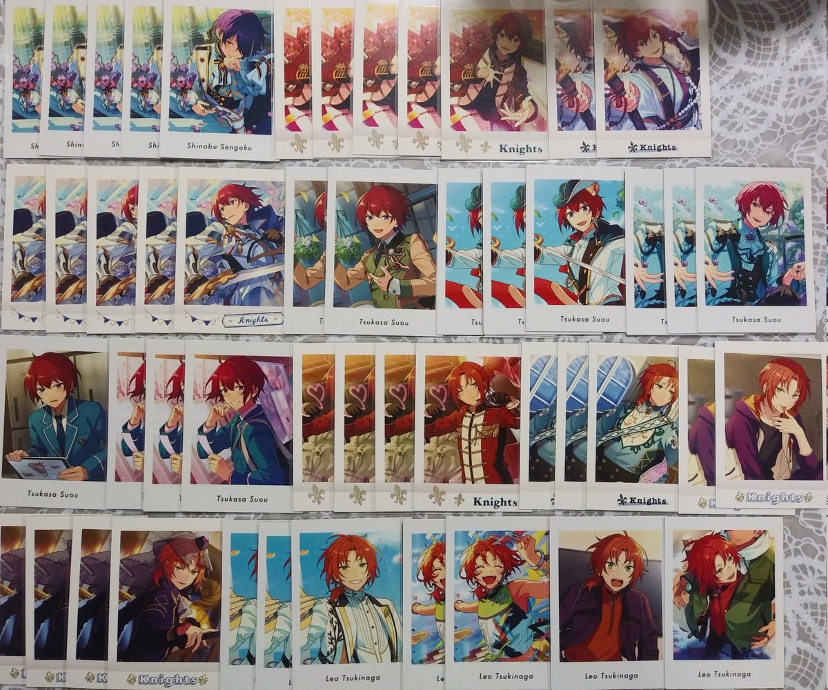 【交換】あんスタ  ぱしゃこれ  ぱしゃっつ

譲→スバル・○真緒・渉・弓弦・★零・○晃牙・創・○千秋・○奏汰・翠・忍・○司・★レオ・★泉・★凛月・○みか・凪砂・★日和・★茨・○ジュン・○巽・★燐音・○こはく・○ニキ

求→80円+送料＞＞＞同異種 夏目・一彩＞光・宗

→続く