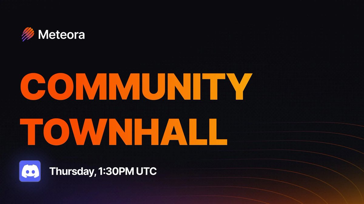 Join <a href="/0xmiir/">miir</a> and <a href="/0xSoju/">Soju 燒酒 | Meteora</a> tomorrow for a Townhall on the Meteora Discord.

We’ll cover the latest summary on S1 points and touch on some key product updates before we open the floor for feedback and discussions.

Come chat with us — see you on Thursday, 1.30pm UTC!