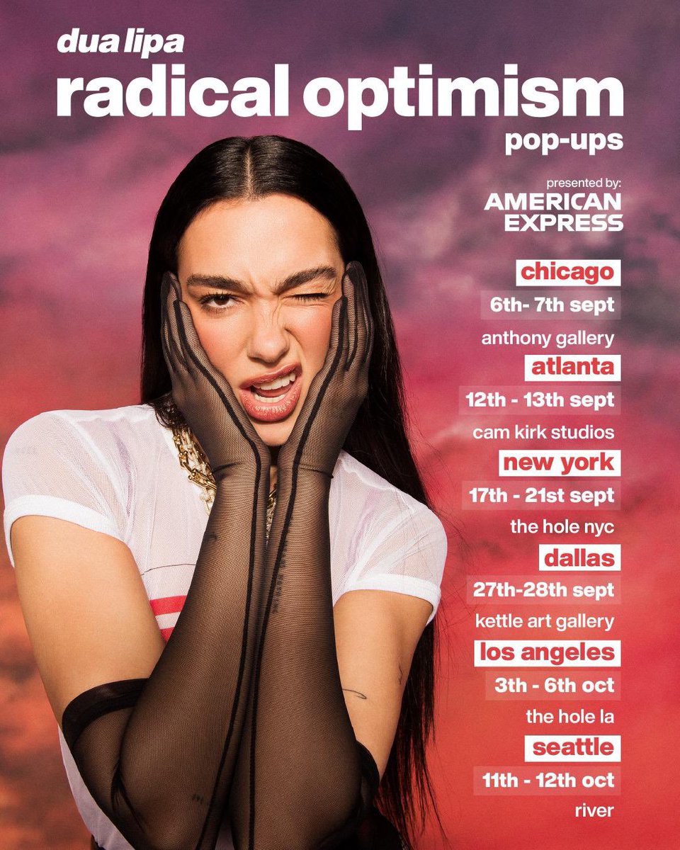DUA LIPA (@dualipa) on Twitter photo Americaโฆ I'm coming for ya!! who's ready for the Radical Optimism pop-ups ๐ <a href="/AmericanExpress/">American Express</a> #ad dualipa.lnk.to/popups Americaโฆ I'm coming for ya!! who's ready for the Radical Optimism pop-ups ๐ <a href="/AmericanExpress/">American Express</a> #ad dualipa.lnk.to/popups