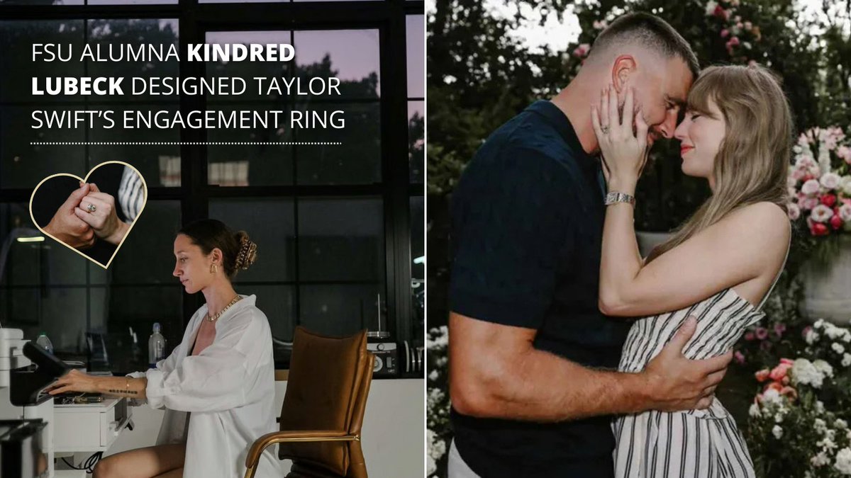 Florida State University alumna Kindred Lubeck is being mentioned around the world for being the designer of Taylor Swift's engagement ring! 💍✨

Lubeck earned a bachelor's degree in Psychology from FSU in 2018. After graduating, she carried on her creativity by sharpening her