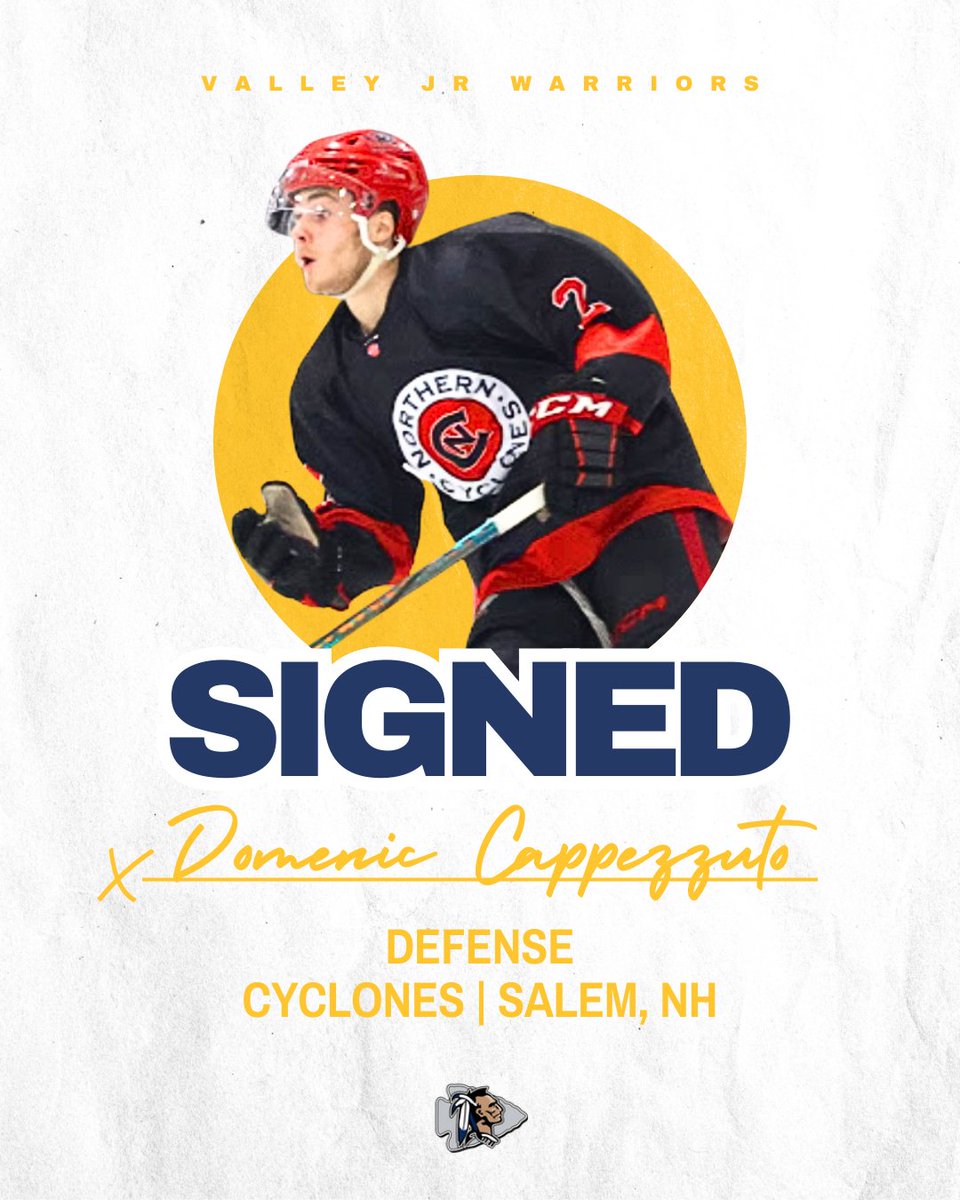 🚨 SIGNING ALERT 🚨
We’re excited to welcome back Domenic Capezzuto to the Warriors!

Capezzuto was a reliable presence on the blue line for the Cyclones last season, bringing both stability and strength to the defense.