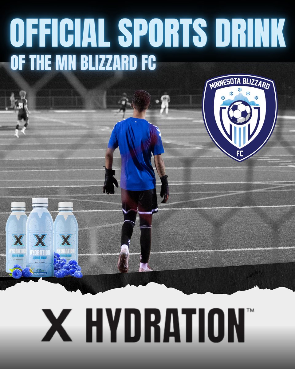 Fuel your game like the Blizzard! ❄️💪

Our athletes count on X Hydration to refuel, reenergize, and keep them performing at their best—on and off the field.

Pick yours up at Hy-Vee or on Amazon today!
#MNBlizzardFC #XHydration #SportsDrink #MASL2 #NPSL #Soccer #Sponsor