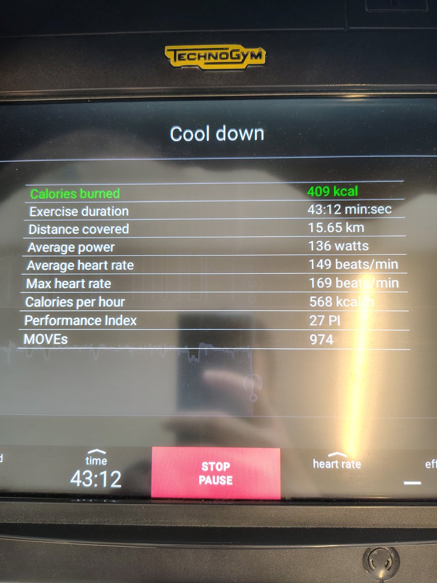 Mid week session done.

Max HR: 169bpm
Avg HR: 149 bpm

43min. And now extremely hungry.
