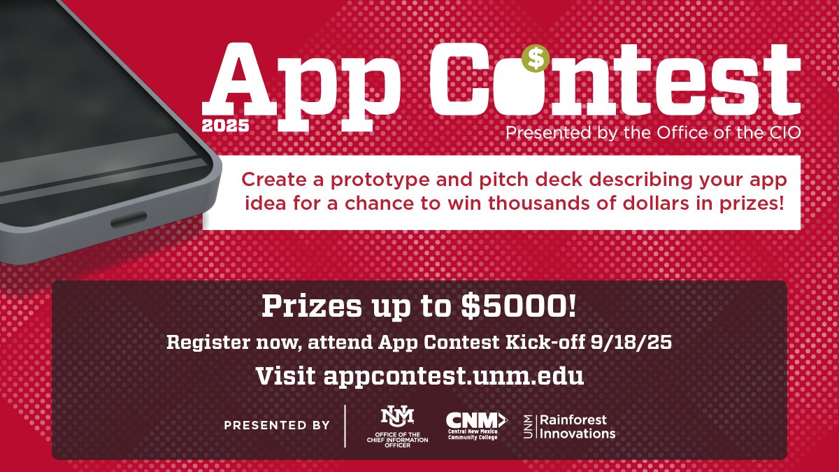 UNM_IT's tweet photo. UNM &amp; CNM undergraduates register by 10/31/25 to compete for prizes!
Visit https://t.co/kJcbfVOKGy to register your interest https://t.co/KnrpdsyuJ2