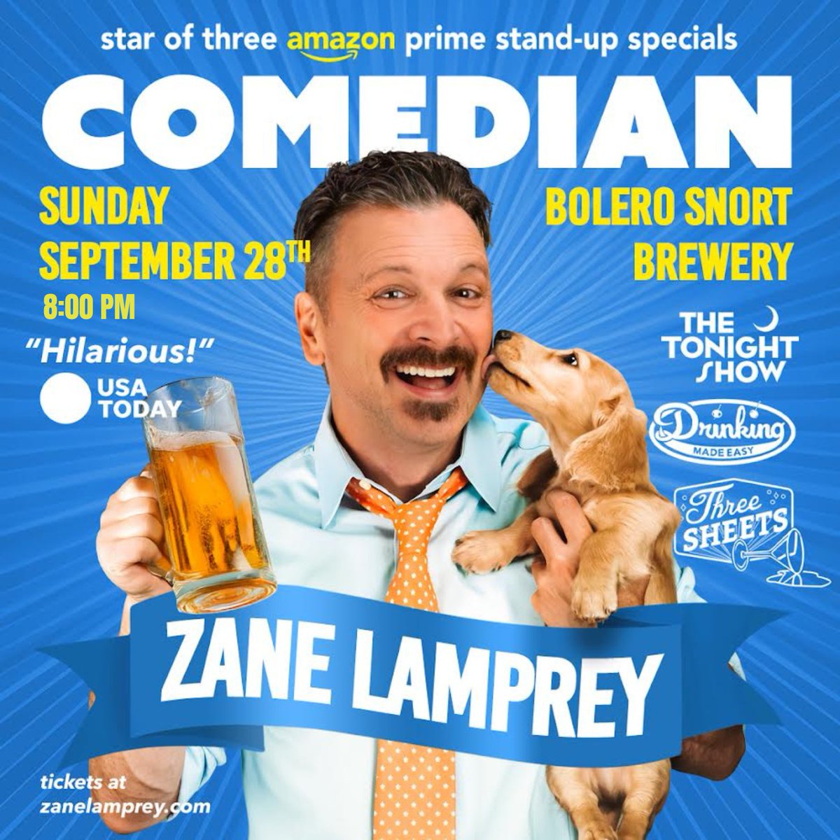 The legendary <a href="/zanelamprey/">Zane Lamprey</a> returns to Bolero Snort on Sunday, September 28th on his ANOTHER ROUND Tour. 

Tickets Available Here: 
tinyurl.com/lampreycarlsta…

#ComedyShow #ZaneLamprey