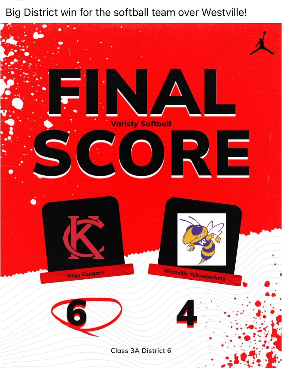 AdryenCoker's tweet photo. Got a Big District win last night! Letβs keep it going ladies! #keyscougars β€οΈπ€π₯ @MeanGreenSB @CoachJonHunter @CoachCodyWhite @SCU_Softball @kaipo_norwood @RazorbackSB @djgasso @CoachDeifel @GCU_Softball @hunter_hays27 @UHCougarSB @Coach_Ves https://t.co/C8BAJ1lXzU
