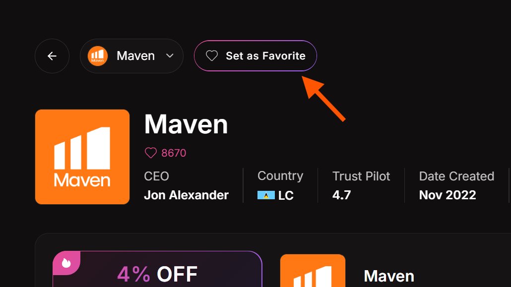 Have you liked us on PFM yet?
It's easy! Just go to the Maven page and click "Set as Favorite". 🧡
propfirmmatch.com/prop-firms/mav…