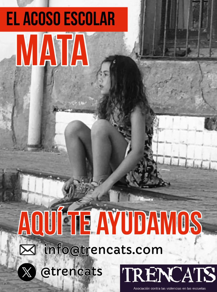 🙏 COMPARTE‼️ Falta muy poco para la vuelta al cole y esta información podría evitar sufrimiento y salvar vidas. 

La violencia y el acoso escolar matan. Ayúdanos a evitarlo. 

ASOCIACIÓN TRENCATS CONTRA LAS VIOLENCIAS EN LAS ESCUELAS  <a href="/trencats/">Trencats Asociación contra la violencia en escuela</a> 

<a href="/europapress/">Europa Press</a> <a href="/EFEnoticias/">EFE Noticias</a>
