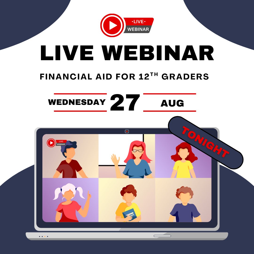 Hey 12th graders and parents! Want to learn about the financial aid process for college? Tune in tonight at 6pm for our free webinar. Register at calsoapsandiego.org/workshops.