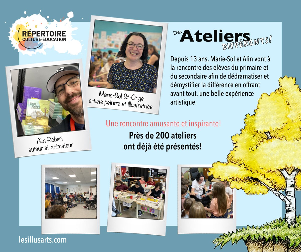 Vous recherchez un atelier qui marquera positivement vos élèves?
    💛 Passion
    💛 Persévérance
    💛 Différence
Nous avons des animations pour tous les niveaux!🖍🐑🪨🤖📕🎨    
Contactez-moi pour réserver vos dates! ☺️
lesillusarts.com