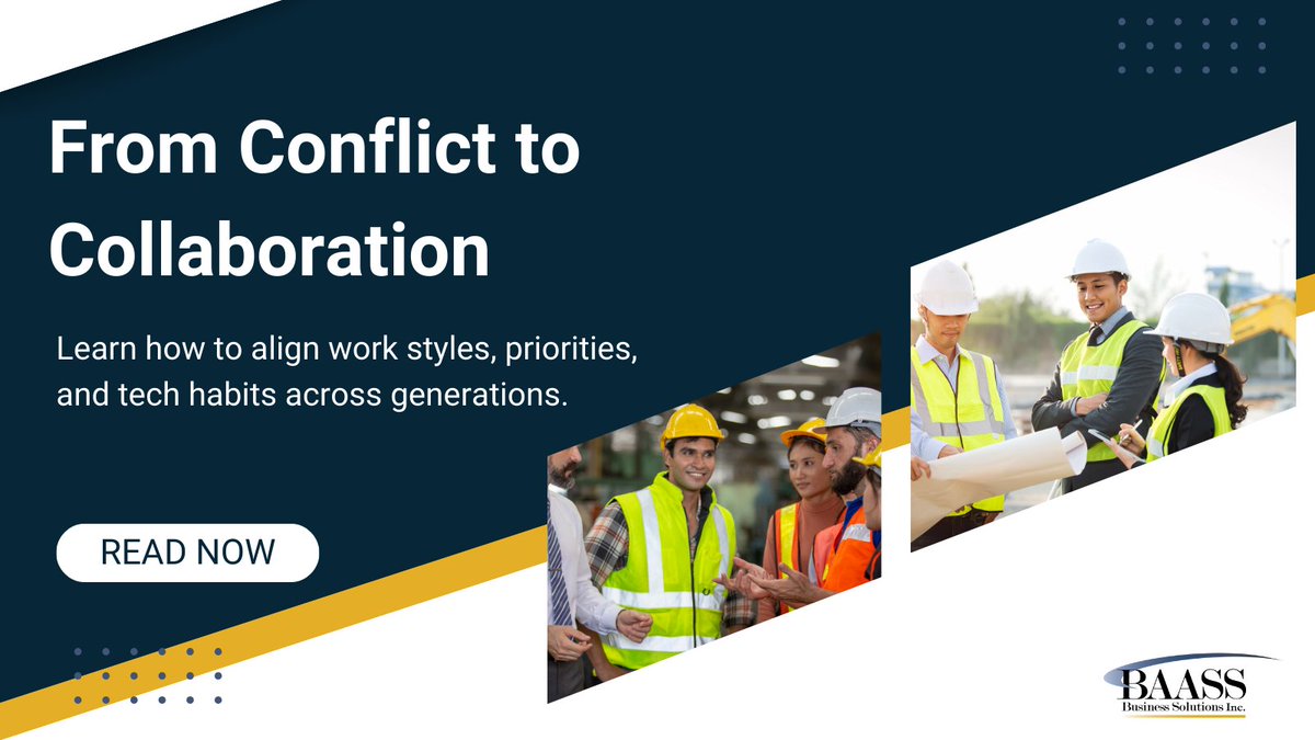 baassbiz's tweet image. Resistance to change, work styles, and competing priorities create friction on the job site.

This eBook shares strategies to unite generations in #construction through the right tech, collaboration &amp;amp; leadership.

Get it free: hubs.la/Q03Fxkpk0

#BAASSBusinessSolutions