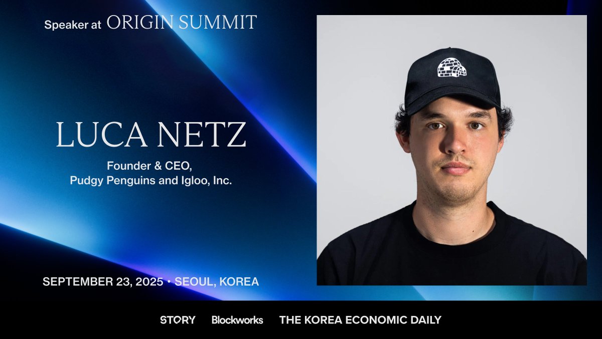 Story (꧁IP꧂) (@storyprotocol) on Twitter photo Joining Origin Summit: <a href="/LucaNetz/">Luca Netz 🐧✳️</a>
Luca has built crypto’s most lovable IP, Pudgy Penguins, into a global brand with mass appeal. He's put toys on Walmart shelves, launched Pudgy World on Abstract, and is preparing for a 2027 IPO. Joining Origin Summit: <a href="/LucaNetz/">Luca Netz 🐧✳️</a>
Luca has built crypto’s most lovable IP, Pudgy Penguins, into a global brand with mass appeal. He's put toys on Walmart shelves, launched Pudgy World on Abstract, and is preparing for a 2027 IPO.