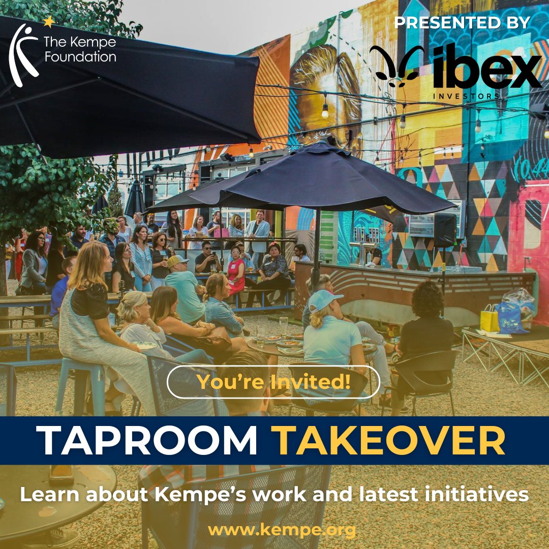 Taproom Takeover is next month! Want to know how the Kempe Foundation is making a difference for children and families in Colorado? Come find out! Network with our community, meet new people, and support a cause you care about. 

Secure your spot today! kempe.org/taproomtakeove….