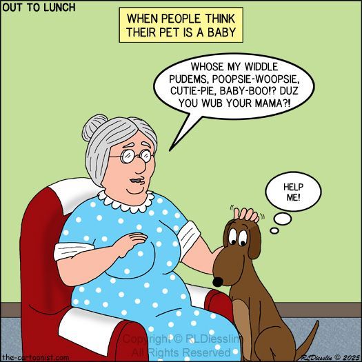 OutToLunchToons's tweet photo. New Out to Lunch Cartoon - When People Think Their Pet is a Baby - https://t.co/ibdG1y18EF #cartoon #OTL #diesslin #dentist #dog #babytalk #oldlady #Redbubble #TPublic #cafepress https://t.co/ekWeIlbAiu