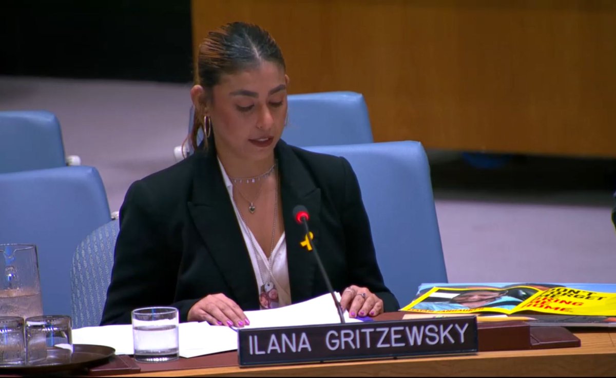 "They kept beating me because, for them, I was a prize. I woke up in some ruined house, lying half-naked on rocks, surrounded by Hamas terrorists."

Stop what you're doing and read this testimony from former hostage Ilana Gritzewsky who just spoke before the UN Security Council: