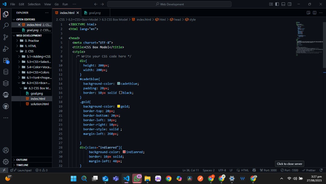 rasak_code's tweet image. Today I covered Margin, Padding, and Border in CSS 📚✨
Understanding how spacing works between and inside elements is making my layouts look cleaner and more professional.
#CSS #WebDevJourney #FrontendDevelopment #CodingLife #LearnToCode #CodeNewbie #NextGenCoders
