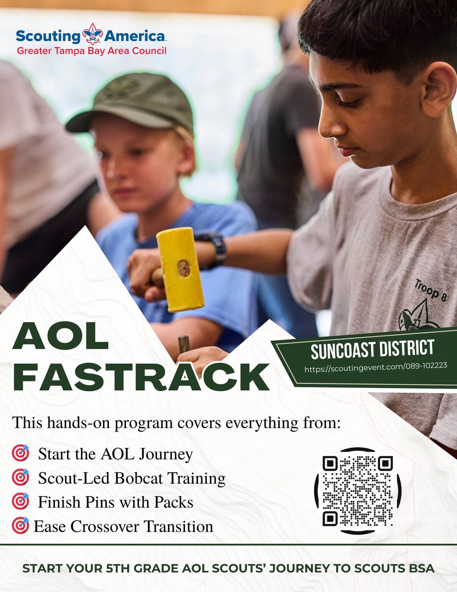 From AOL to Scouts BSA—this is where the journey takes off. 🚀 A day of Scout-led skills, Bobcat pins, and real adventure. Don’t let your AOL miss the start of something big! More here: loom.ly/wC2KsSc #AdventureOn