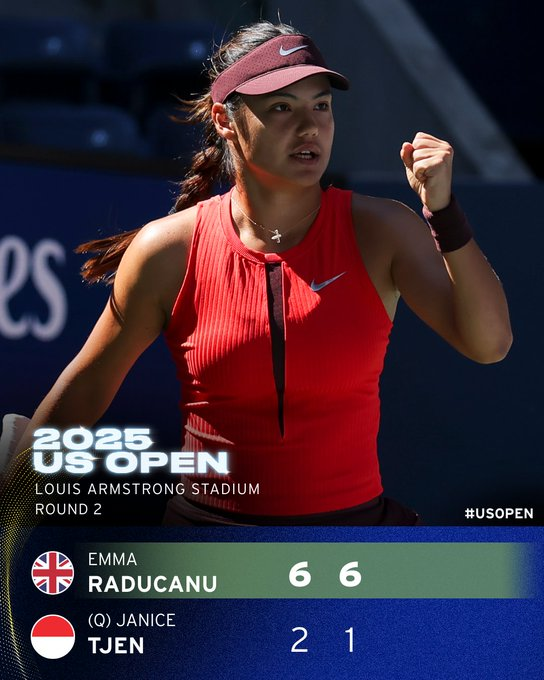 sporttiaphari's tweet photo. 🎾🇮🇩 Janice Tjen terhenti di Round 2 setelah kalah dari Emma Raducanu, 2-6 1-6.

Emma main bagus hari ini. Janice sempat mengimbangi di awal set 1, tetapi kolaps dengan permainan klinis Emma di pertengahan set.

Thank you, Janice Tjen! Time to grind on tour.

#USOpen https://t.co/CnlQ0auHjC