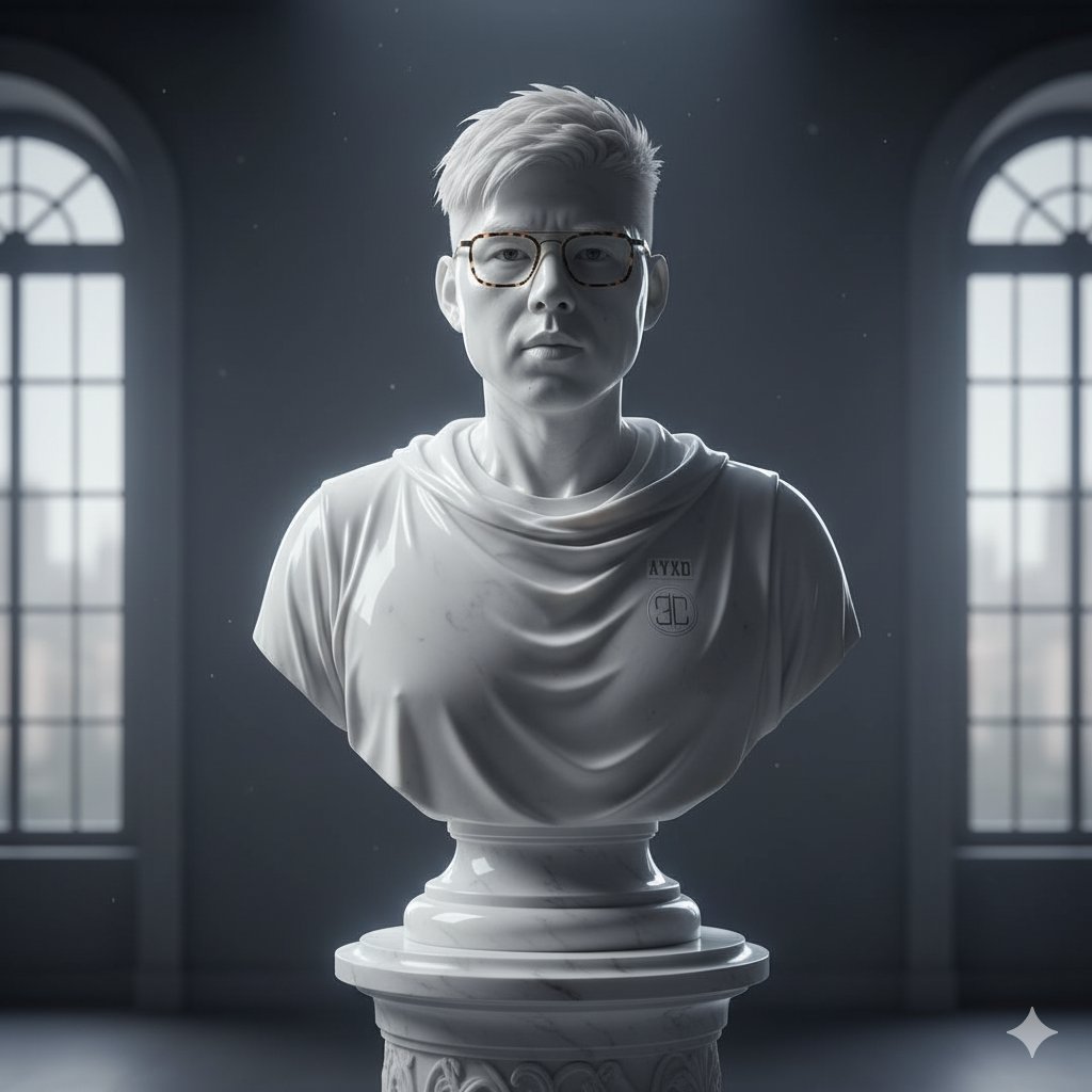 用之前的头像试了一下，这个雕像好酷啊，#nanobanana

提示词：A photorealistic image of an ultra-detailed sculpture of the subject in image made of shining marble. The sculpture should display smooth and reflective marble surface, emphasizing its luster and artistic craftsmanship.