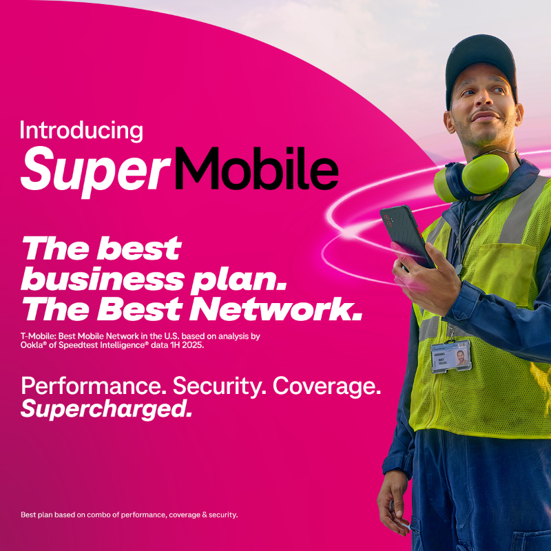 JohnSaw's tweet photo. Today's businesses need more than coverage and @TMobileBusiness is delivering that. SuperMobile includes network slicing, built-in security, and T-Satellite's service.

All on America's Best Network - @TMobile!