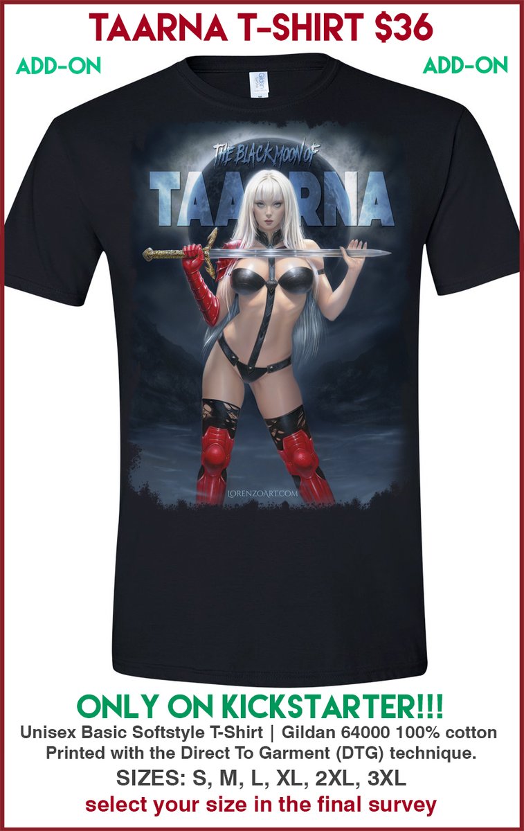 "THE BLACK MOON OF TAARNA" t-shirt is available as an ADD-ON! kickstarter.com/projects/loren…