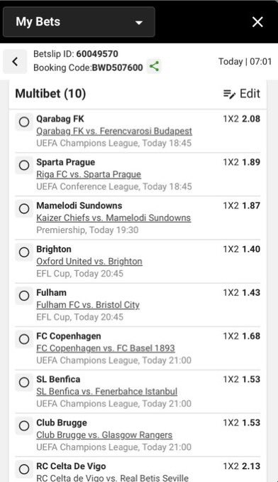 BetwayCode43687's tweet image. BWD55145D
super straight wins 😉🔥💪
use old betway app
#betway 
#betwaslips