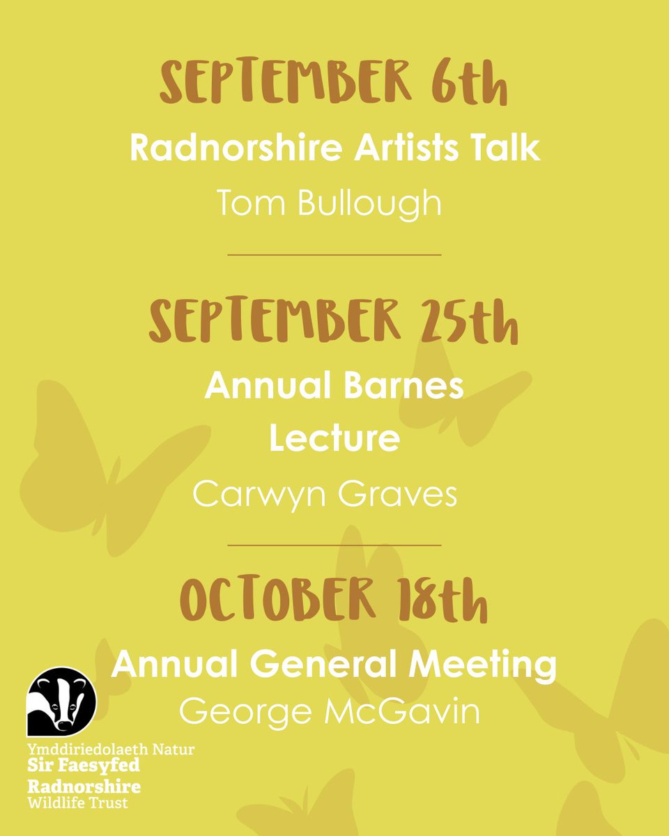 Some important dates for your diary! We are lucky to have some brilliant talks coming up from some inspiring speakers:

🎨 September 6th 
🏴󠁧󠁢󠁷󠁬󠁳󠁿 September 25th
✍️ October 25th

Details on our events page: rwtwales.org/events